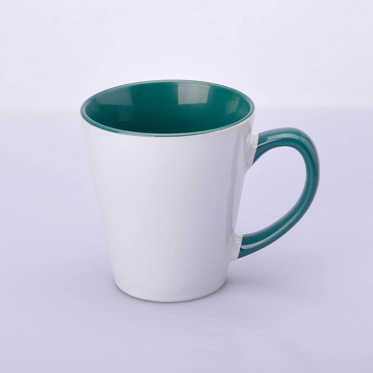 Чашка для сублімації LATTE кольорова всередині і ручка (зелений)
