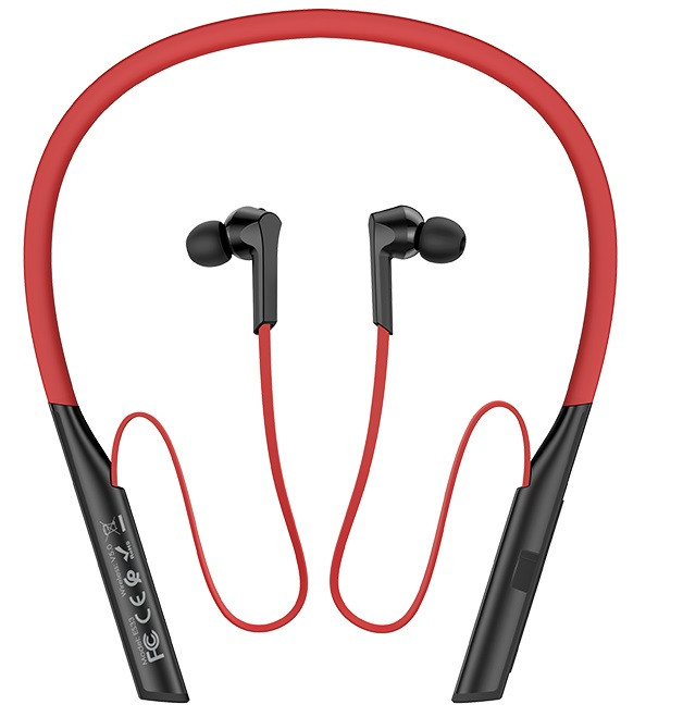 Бездротові навушники з мікрофоном вакуумні bluetooth навушники для спорту HOCO Mirth sports ES33 Червоні, фото 1