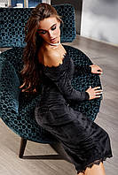 Платье нарядное женское черное велюр,кружево ,открытые плечи размерыS-M-L-XL