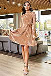 Плаття жіноче кавове кльош, оборош-стійка розміри S-M-L-XL, фото 3