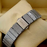 Жіночі кварцові наручні годинники Dior B198-2 срібного кольору чорний циферблат з датою металевий браслет, фото 3