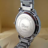 Жіночі кварцові наручні годинники Dior B198-2 срібного кольору чорний циферблат з датою металевий браслет, фото 4