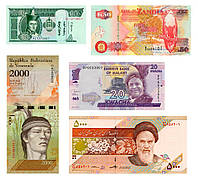 Набор 5 банкнот из 5 стран мира