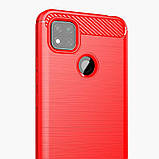 Чохол протиударний Carbone Slim Series для Xiaomi Redmi 9c червоний карбоновий ударостійкий чохолредмі 9с, фото 6