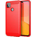 Чохол протиударний Carbone Slim Series для Xiaomi Redmi 9c червоний карбоновий ударостійкий чохолредмі 9с, фото 5