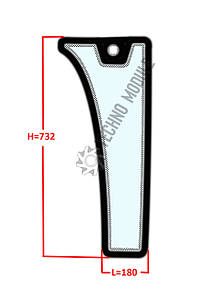 Скло переднє спіднє ліве h=732, L = 180 JM804/ДТЗ 804