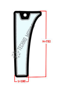 Скло переднє спіднє праве h=732, L = 180 JM804/ДТЗ 804