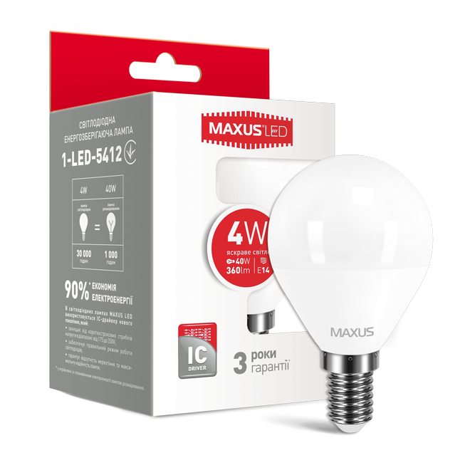 Лампочка світлодіодна Maxus Led 5412 G45 F 4W 4100K 220V E14