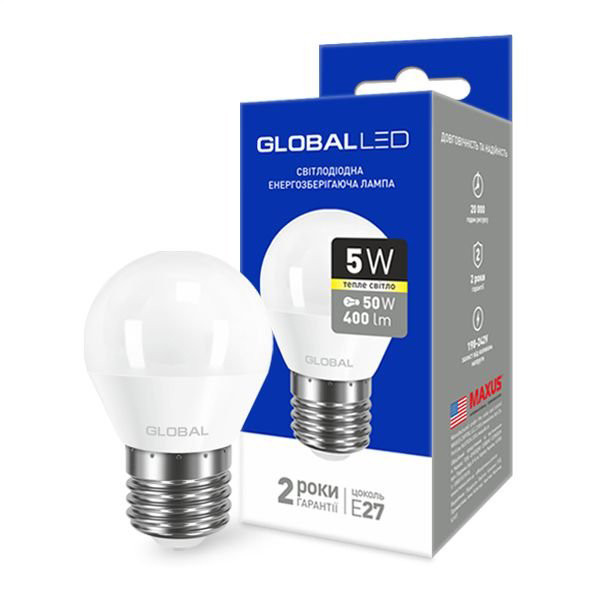 Лампочка світлодіодна Global Led 1-GBL-141 G45 F 5W 3000K 220V E27 AP