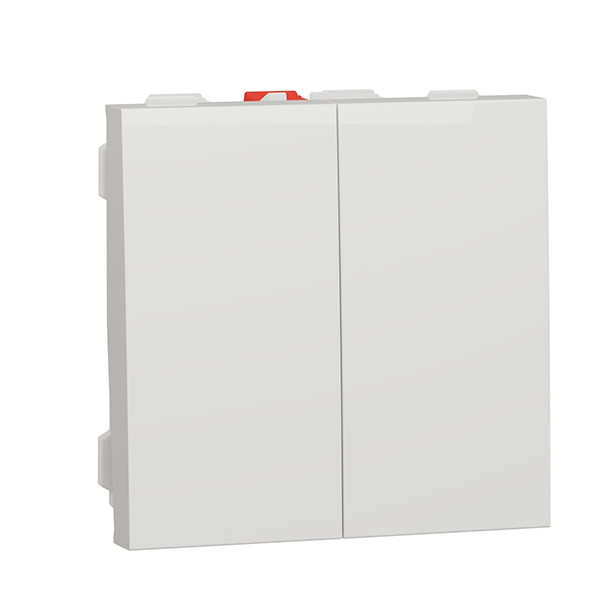 Вимикач 2-клавішний схема 5, 10А, 2 модулі білий UNICA NEW NU321118