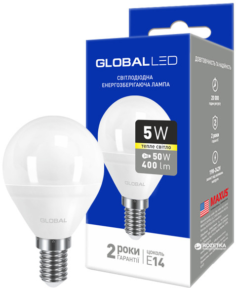Лампочка світлодіодна Global Led 1-GBL-143 G45 5W 3000K 220V E14 AP