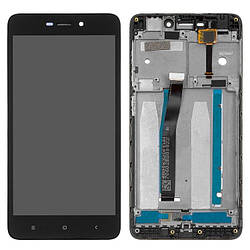 Дисплей для Xiaomi Redmi 4A (2016117), модуль (екран і сенсор) з передньою панеллю (рамкою), оригінал Чорний