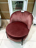 Крісло-лаунж Белла рожевий вельвет + фарбований метал від Vetro, фото 2