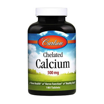 Кальцій (кальцій гліцинат хелат) Carlson Labs Chelated Calcium 500 mg (180 tabs)