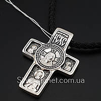 Серебряный акимовский крестик с шелковым шнурком для мужчин, мужские украшения на шею