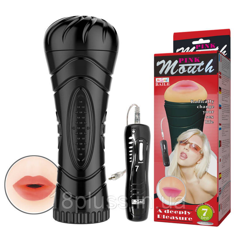 Мастурбатор у формі ротика з 7 режимами вібрації Pink Mouth Vibrating Masturbator, фото 1