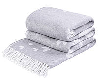 Плед хлопковый Love You Бабочка светло-серый 140x200 см мягкий теплый для дома и отдыха (4086)