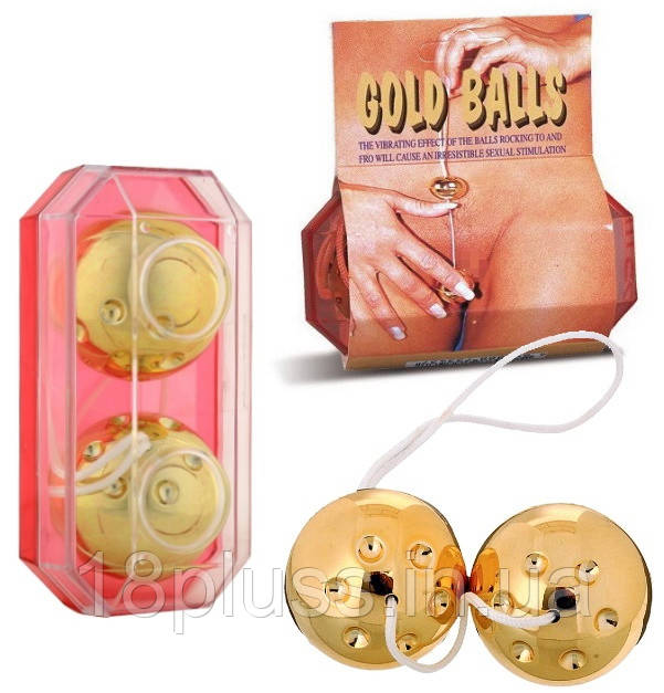 Вагінальні кульки зі зміщеним центром ваги Gold Balls Seven Creations, 3,5 см, фото 1
