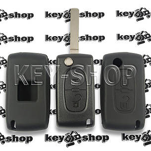 Чохол (чорний, силіконовий) для викидного ключа Peugeot (Пежо) 2 кнопки, фото 2