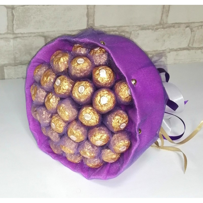 Букет із цукерок Ферреро роше 32 бузок, фото 1