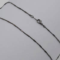 Ланцюжок чорний метал плетіння перліна + бочка (3+1) 40 см