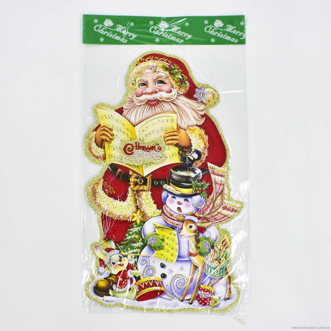 Прикраса новорічна для декору вікон, стін Дід мороз 50 см, фото 1