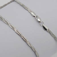 Браслет металевий 5 мм 47 см плетіння кордовий колір платина