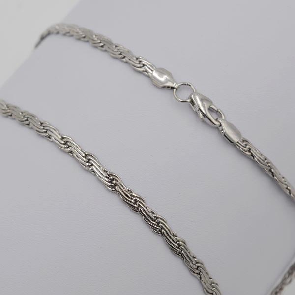 Ланцюжок сріблястий метал плетиво кордове плоске 45 см