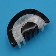 Краб для волосся напівкруг чорний із білим пластик 9х4,5 см