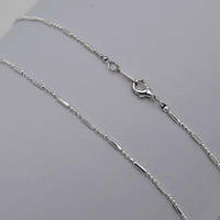 Ланцюжок сріблястий метал плетіння перліна + бочка (3+1) 40 см