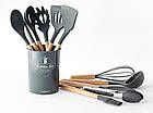 Кухонний набір з 12 предметів Kitchen Art сірий з бамбуковою ручкою VIP, фото 10