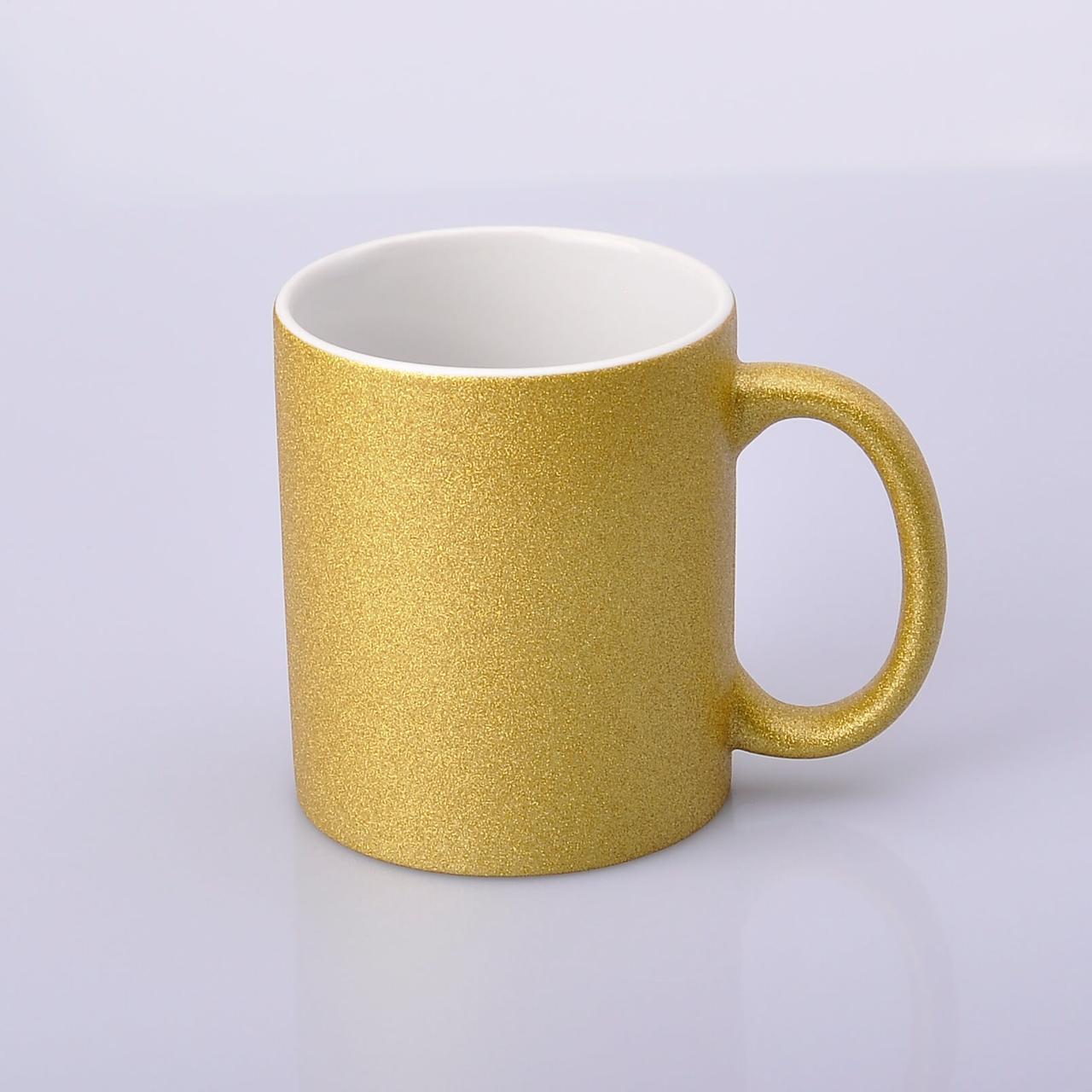 Чашка Гліттер для сублімації 330мл Золото, фото 1
