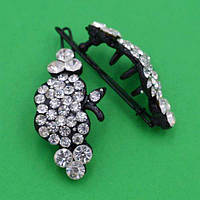 Шпилька на щелепу 2 шт. метал яблучко з білими стразами