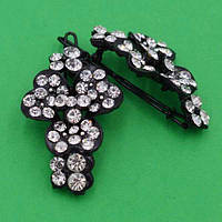 Шпилька на щелепу 2 шт. метал конюшини з білими стразами