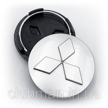 Ковпачки (заглушки) в литі диски MITSUBISHI (Міцубісі) 60 мм Сірий-мат, фото 1