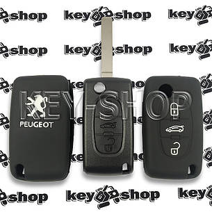 Чохол (чорний, силіконовий) для викидного ключа Peugeot (Пежо) 3 кнопки, фото 2