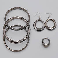 Набір Браслети Сережки Кільце Пластик Темний Тонований