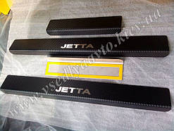 Захист порогів - накладки на пороги Volkswagen Jetta VI з 2011 р. (Premium Карбон)