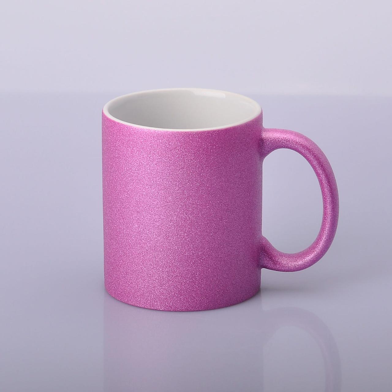 Чашка Гліттер для сублімації 330мл Рожева