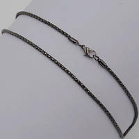 Ланцюжок чорний метал плетіння попкорн 45 см