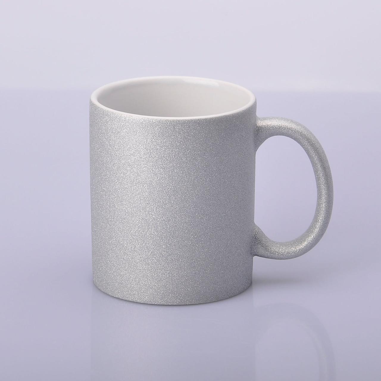 Чашка Гліттер для сублімації 330мл Срібло