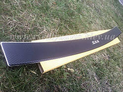 Накладка на бампер з загином Suzuki SX4 II 5-дверцята з 2014-2018 - рр. (Carbon)