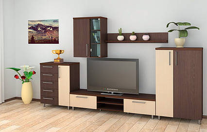 Вітальня комплект МГ-2 Стінка КОМПАНІТ Венге комбі