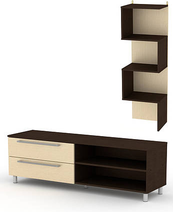 Вітальня комплект МГ-4 Стінка 1 КОМПАНІТ Венге комбі (150х42х175 см)