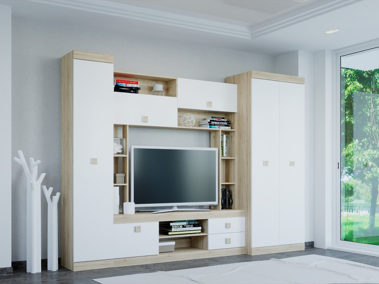 Оригінальна вітальня Соната комплект 3 ЕВЕРЕСТ Дуб сонома + Білий., фото 1
