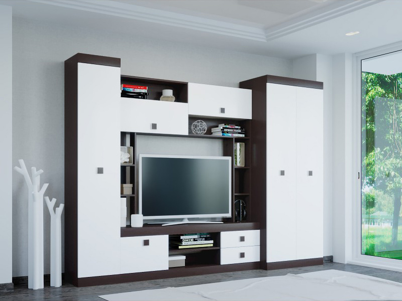 Вітальня Соната комплект 3 ЕВЕРЕСt Венге темний + Білий., фото 1