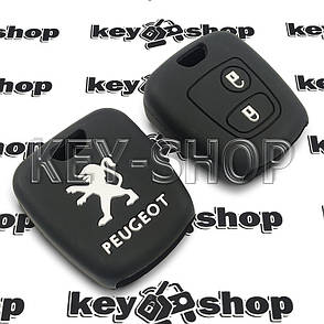 Чохол (чорний, силіконовий) для авто ключа Peugeot (Пежо) 2 кнопки, фото 2