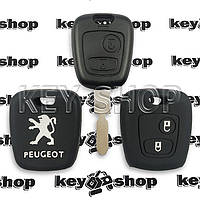 Чехол (черный, силиконовый) для авто ключа Peugeot (Пежо) 2 кнопки