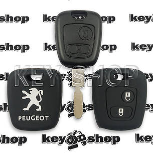 Чохол (чорний, силіконовий) для авто ключа Peugeot (Пежо) 2 кнопки, фото 2