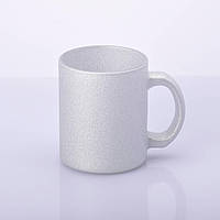 Чашка Гліттер скло для сублімації 330мл Срібло